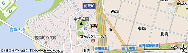 愛知県豊橋市前芝町宇塚周辺の地図