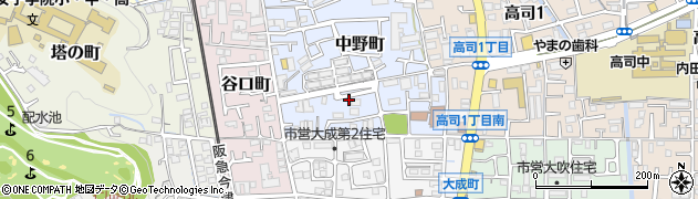 兵庫県宝塚市中野町周辺の地図