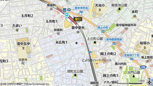 〒560-0024 大阪府豊中市末広町の地図