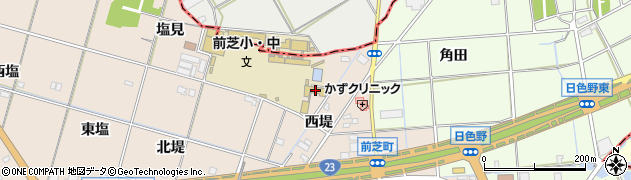 愛知県豊橋市前芝町西堤25周辺の地図