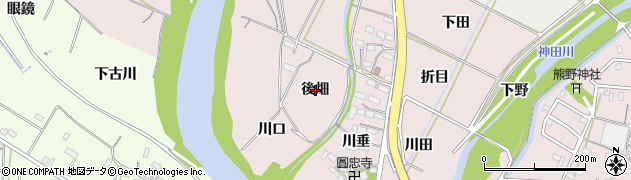 愛知県豊橋市牛川町（後畑）周辺の地図