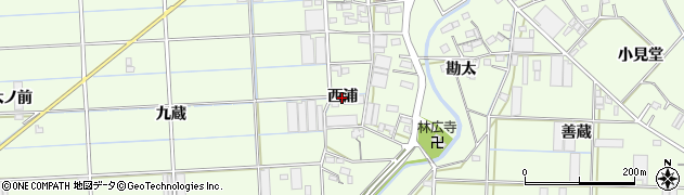 愛知県豊橋市大村町（西浦）周辺の地図