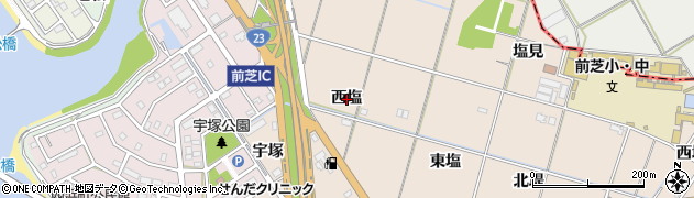 愛知県豊橋市前芝町（西塩）周辺の地図
