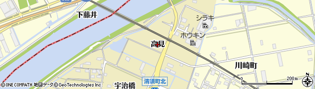 愛知県豊橋市清須町（高見）周辺の地図