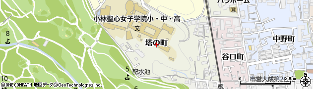 兵庫県宝塚市塔の町周辺の地図