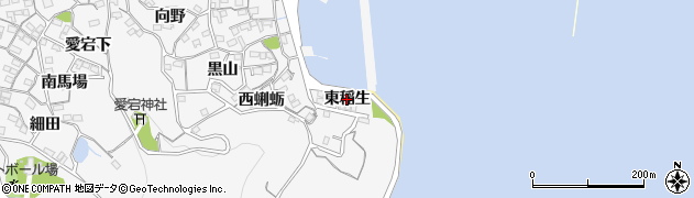 愛知県蒲郡市西浦町（東稲生）周辺の地図