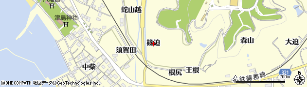 愛知県西尾市東幡豆町（篠迫）周辺の地図