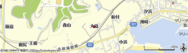 愛知県西尾市東幡豆町（大迫）周辺の地図
