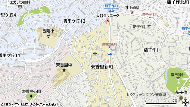 〒573-0077 大阪府枚方市東香里新町の地図
