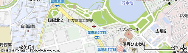 兵庫県伊丹市昆陽池周辺の地図