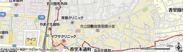 大阪府枚方市香里園町周辺の地図