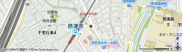 摂津香露園郵便局周辺の地図