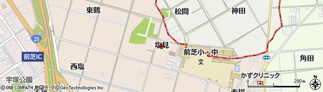 愛知県豊橋市前芝町（塩見）周辺の地図