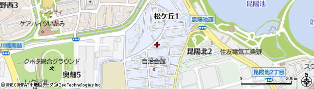兵庫県伊丹市松ケ丘周辺の地図