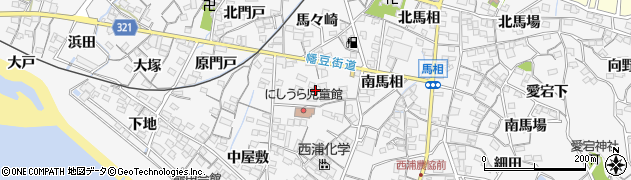 愛知県蒲郡市西浦町（西馬相）周辺の地図