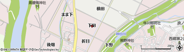 愛知県豊橋市牛川町（下田）周辺の地図