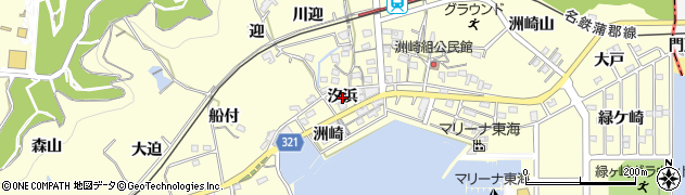 愛知県西尾市東幡豆町（汐浜）周辺の地図