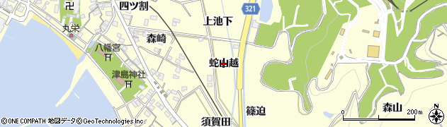 愛知県西尾市東幡豆町（蛇山越）周辺の地図