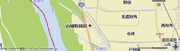 京都府木津川市山城町綺田尾無周辺の地図