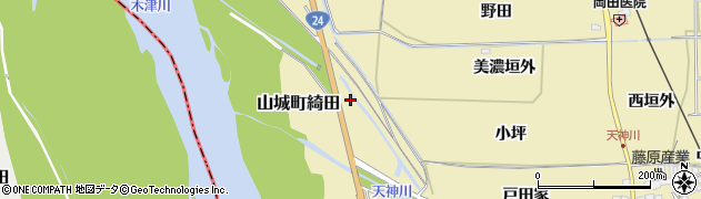 京都府木津川市山城町綺田（尾無）周辺の地図