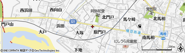 愛知県蒲郡市西浦町神谷門戸2周辺の地図