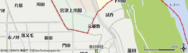 京都府精華町（相楽郡）菱田（元屋敷）周辺の地図