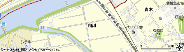 愛知県豊橋市下五井町（白川）周辺の地図