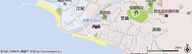 愛知県西尾市寺部町（西浦）周辺の地図