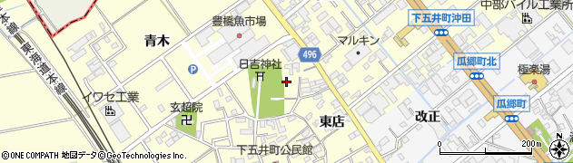 愛知県豊橋市下五井町（宮後）周辺の地図