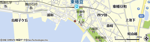 愛知県西尾市東幡豆町東浜周辺の地図