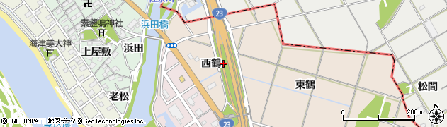 愛知県豊橋市前芝町（西鶴）周辺の地図
