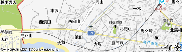 愛知県蒲郡市西浦町神谷門戸27周辺の地図