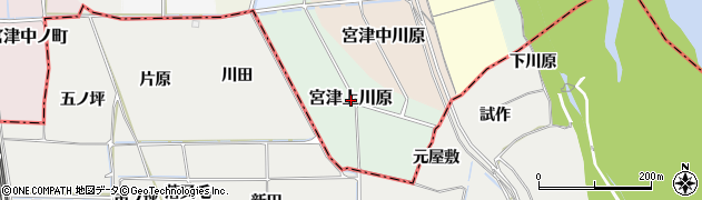 京都府京田辺市宮津上川原周辺の地図