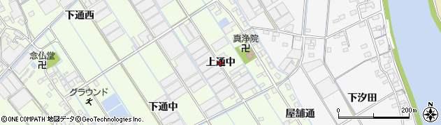 愛知県西尾市一色町千間（上通中）周辺の地図