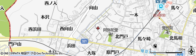 愛知県蒲郡市西浦町神谷門戸14周辺の地図