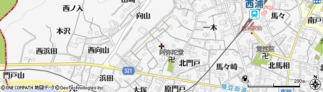 愛知県蒲郡市西浦町神谷門戸12周辺の地図