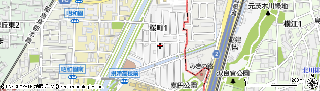 大阪府摂津市桜町周辺の地図