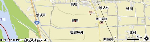 京都府木津川市山城町綺田（野田）周辺の地図