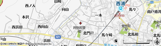 愛知県蒲郡市西浦町（神谷門戸）周辺の地図