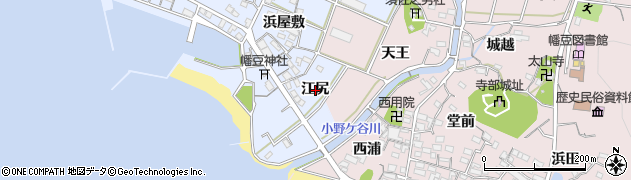 愛知県西尾市西幡豆町江尻周辺の地図
