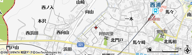 愛知県蒲郡市西浦町神谷門戸33周辺の地図