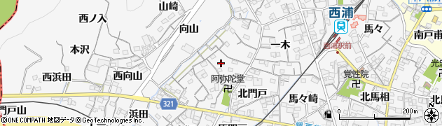 愛知県蒲郡市西浦町神谷門戸41周辺の地図