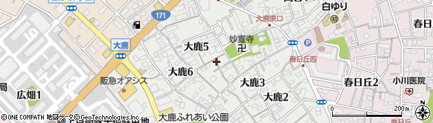 兵庫県伊丹市大鹿周辺の地図