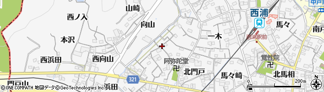 愛知県蒲郡市西浦町神谷門戸35周辺の地図