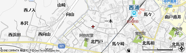 愛知県蒲郡市西浦町神谷門戸50周辺の地図