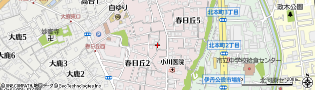 兵庫県伊丹市春日丘周辺の地図