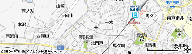 愛知県蒲郡市西浦町神谷門戸60周辺の地図