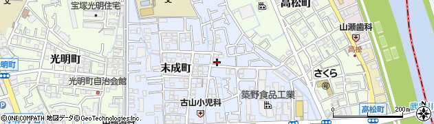 兵庫県宝塚市末成町周辺の地図