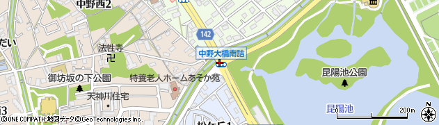 中野大橋南詰周辺の地図
