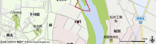 愛知県豊橋市下条西町（向月）周辺の地図